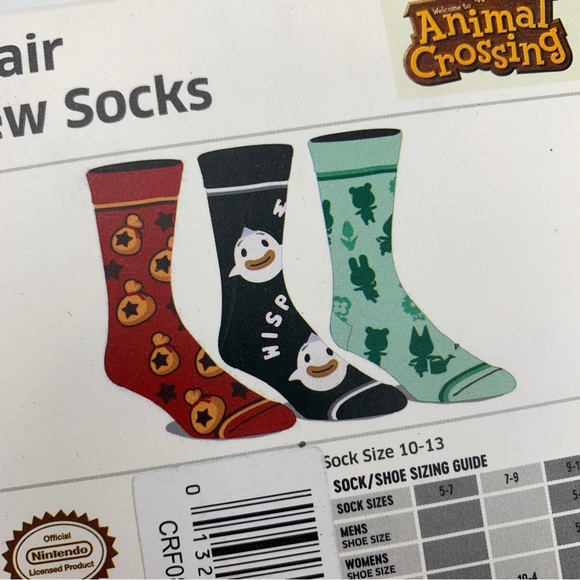 NINTENDO ANIMAL CROSSING Novelty Gift Box Crew Socks - 3 pack - Picture 4 of 13